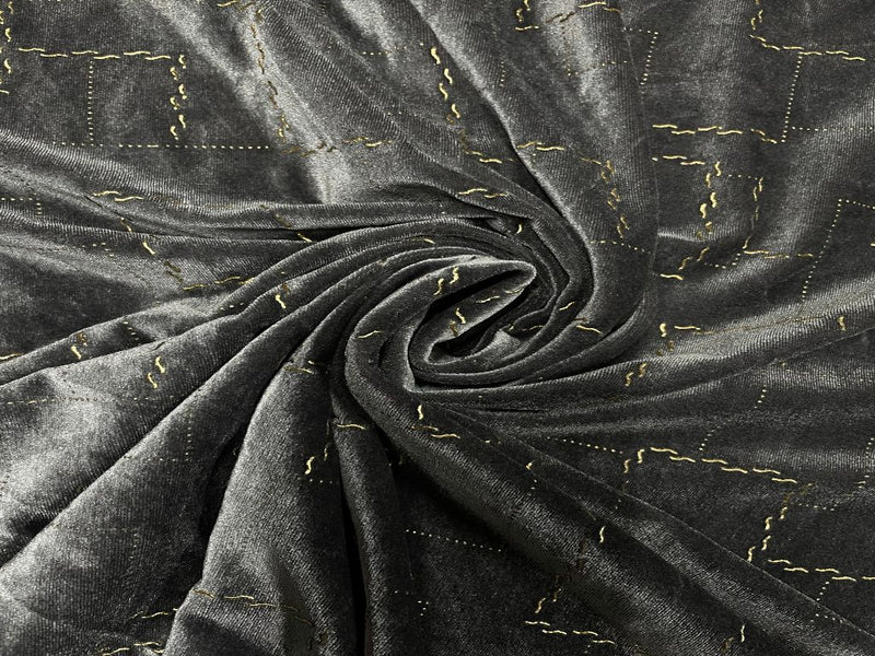 Grey Emboss Velvet Fabric