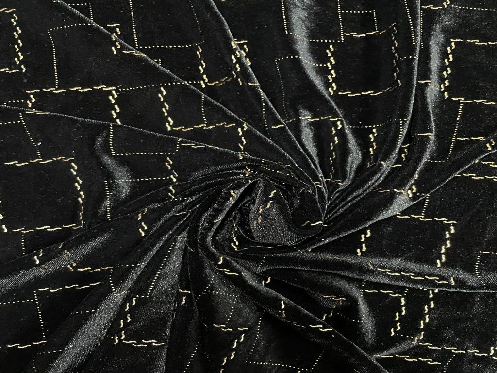 Black Emboss Velvet Fabric