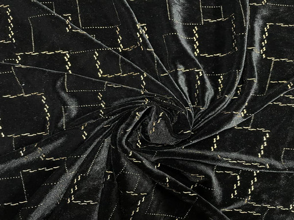 Black Emboss Velvet Fabric