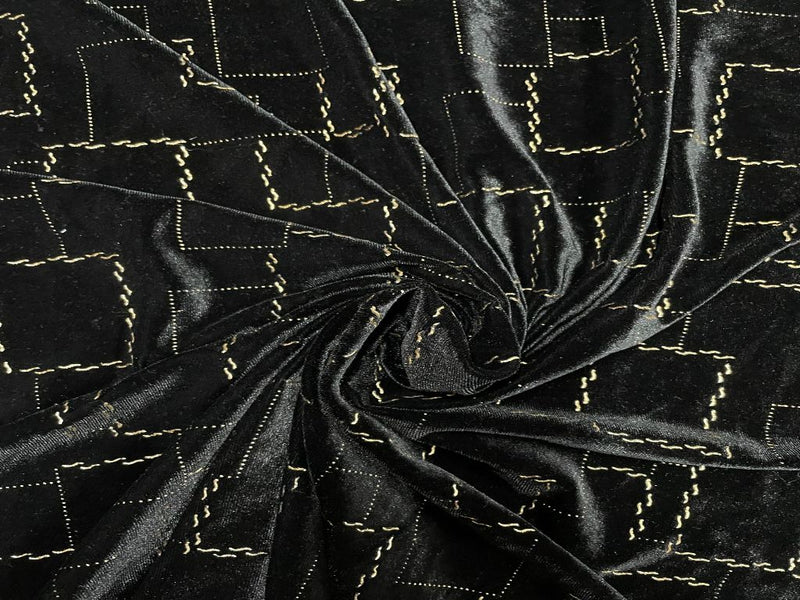 Imported Velvet Black Emboss Geometric