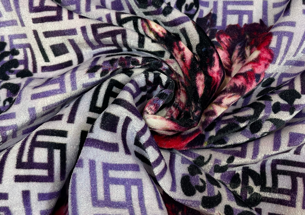 Multicolor Traditional Pure Silk Velvet Fabric