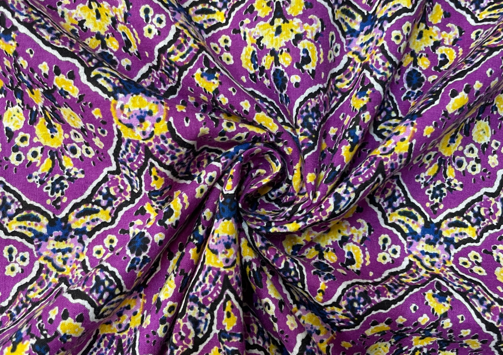 Purple Floral Cotton Voil Print Fabric