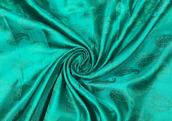 Pure Tanchoi Silk Sea Green Paisleys Print