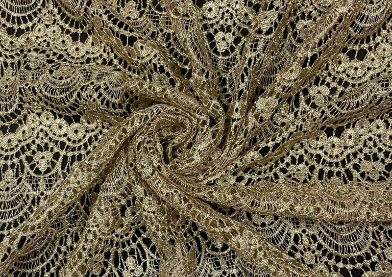 Embroidered Net Golden Cutwork