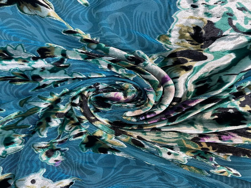 Velvet Brasso Turquoise Abstract Print