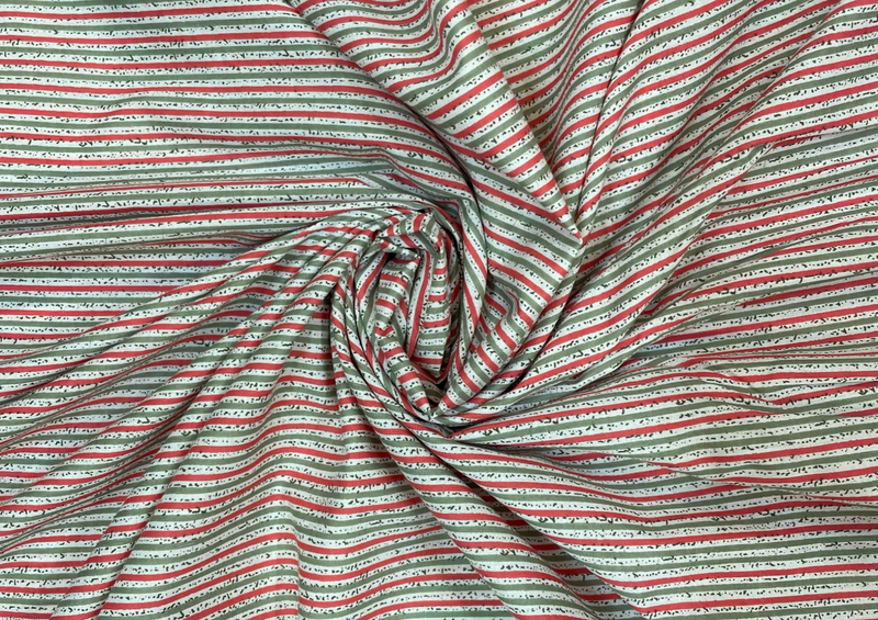 Multicolor Stripes Printed Cotton Cambric Fabric