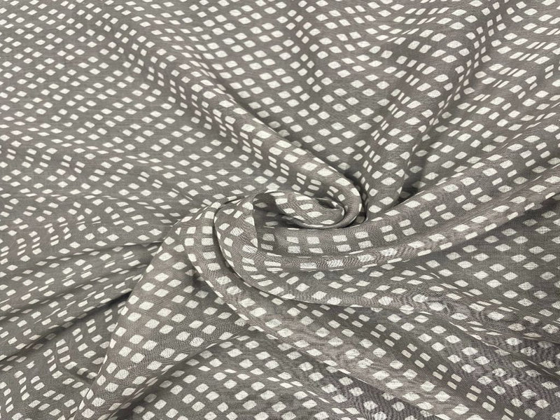 Printed Cotton Mul Grey Geometric