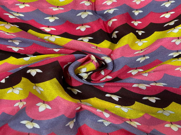 Multicolor Traditional Chiffon Fabric