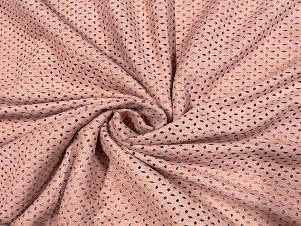 Peach Cutwork Suede Fabric