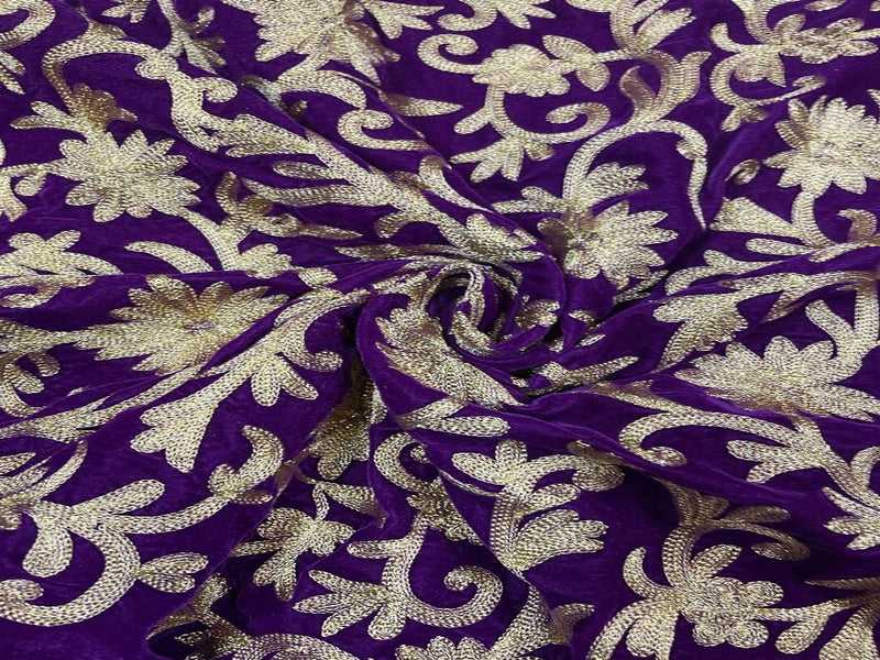 Embroidered Velvet Dark Purple