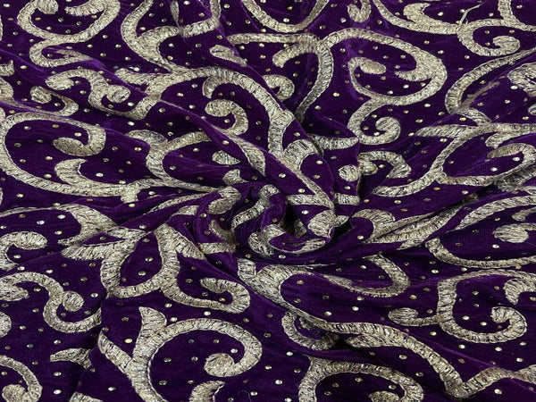 Embroidered Velvet Dark Purple