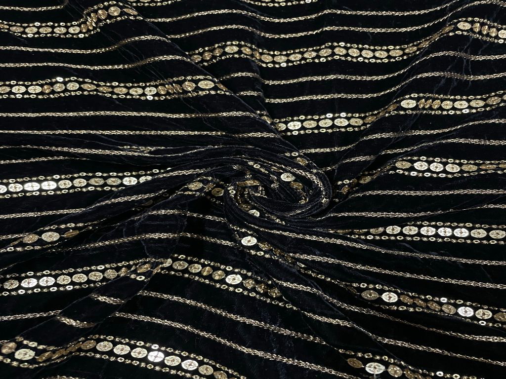 Sequins Embroidered Velvet Fabric