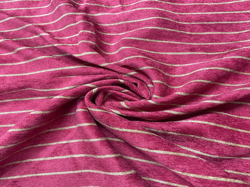Printed Corduroy Red Golden Stripes