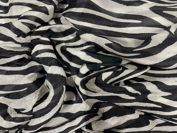 Black & White Abstract Chiffon Fabric