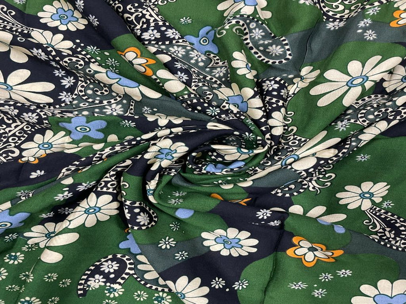 Cotton Green Floral Print