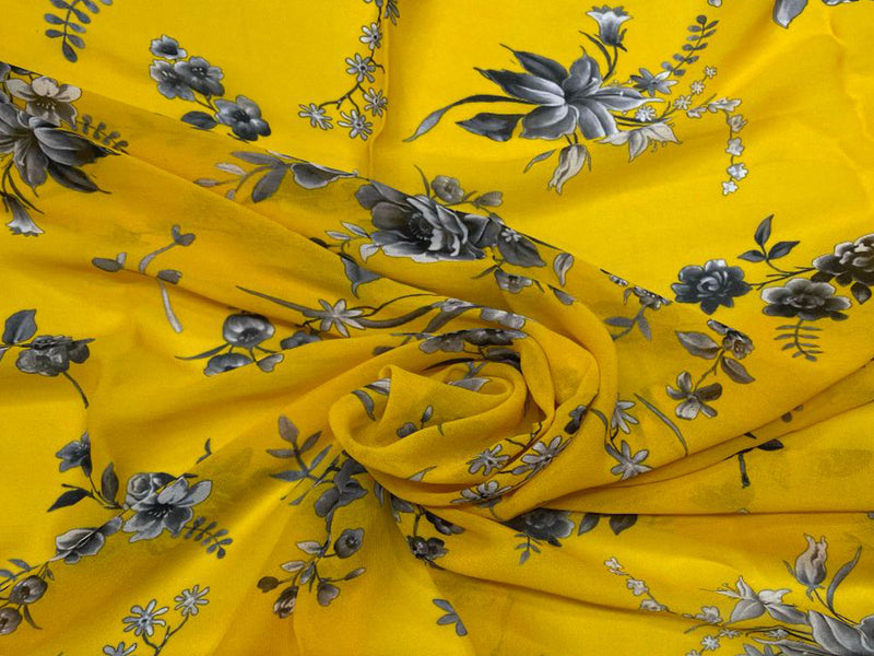 Georgette Yellow Floral