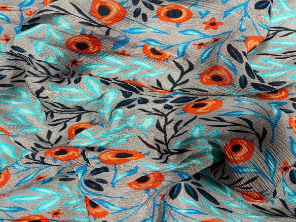 Multicolor Floral Chiffon Fabric