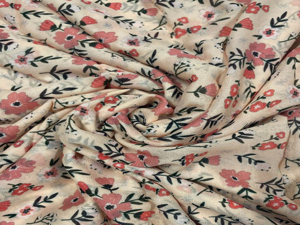 Light Pink Floral Georgette Fabric