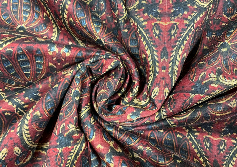 Multicolor Floral Printed Semi Chanderi Fabric