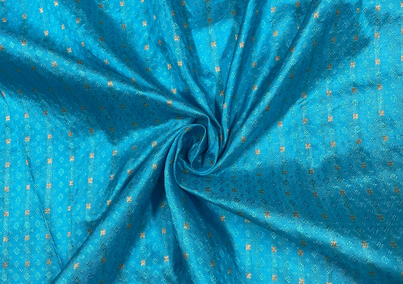 Pure Tanchoi Silk Light Blue Floral Print
