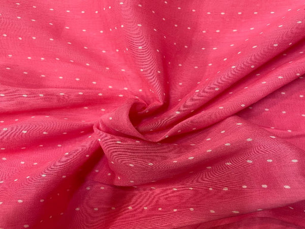 Pink Printed Cotton Mul Fabric