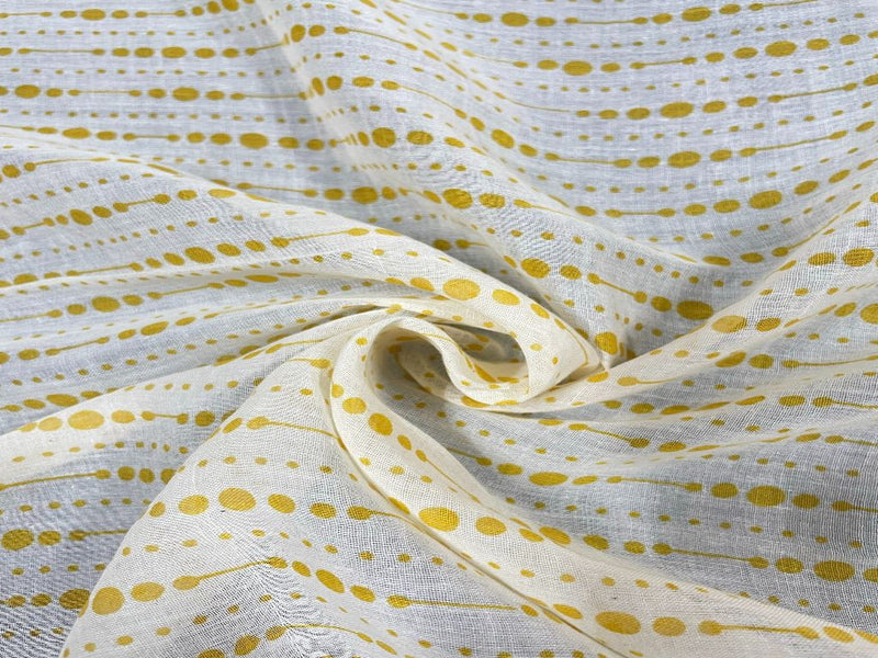 Printed Cotton Yellow Geometric Stripes