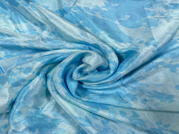Sky Blue Floral Chiffon Fabric