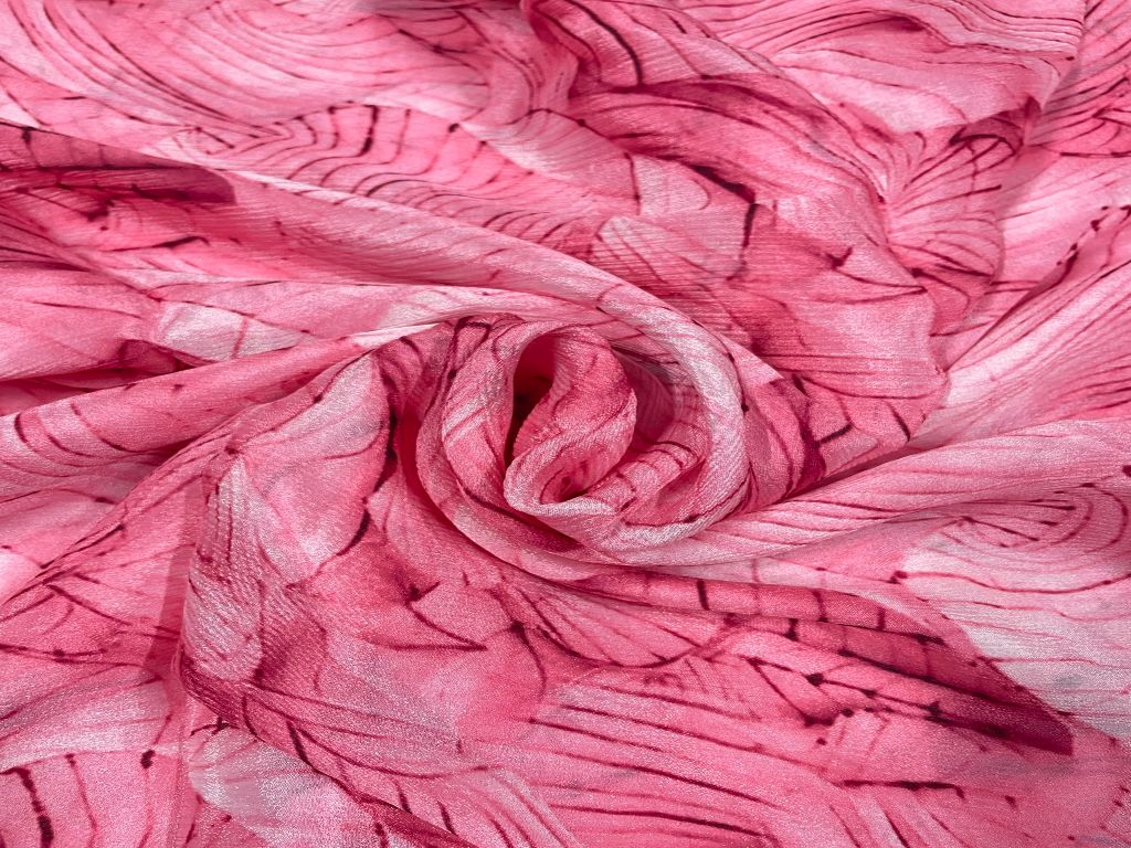 Pink Abstract Chiffon Fabric