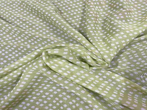 Green Geometric Printed Cotton Mul Fabric