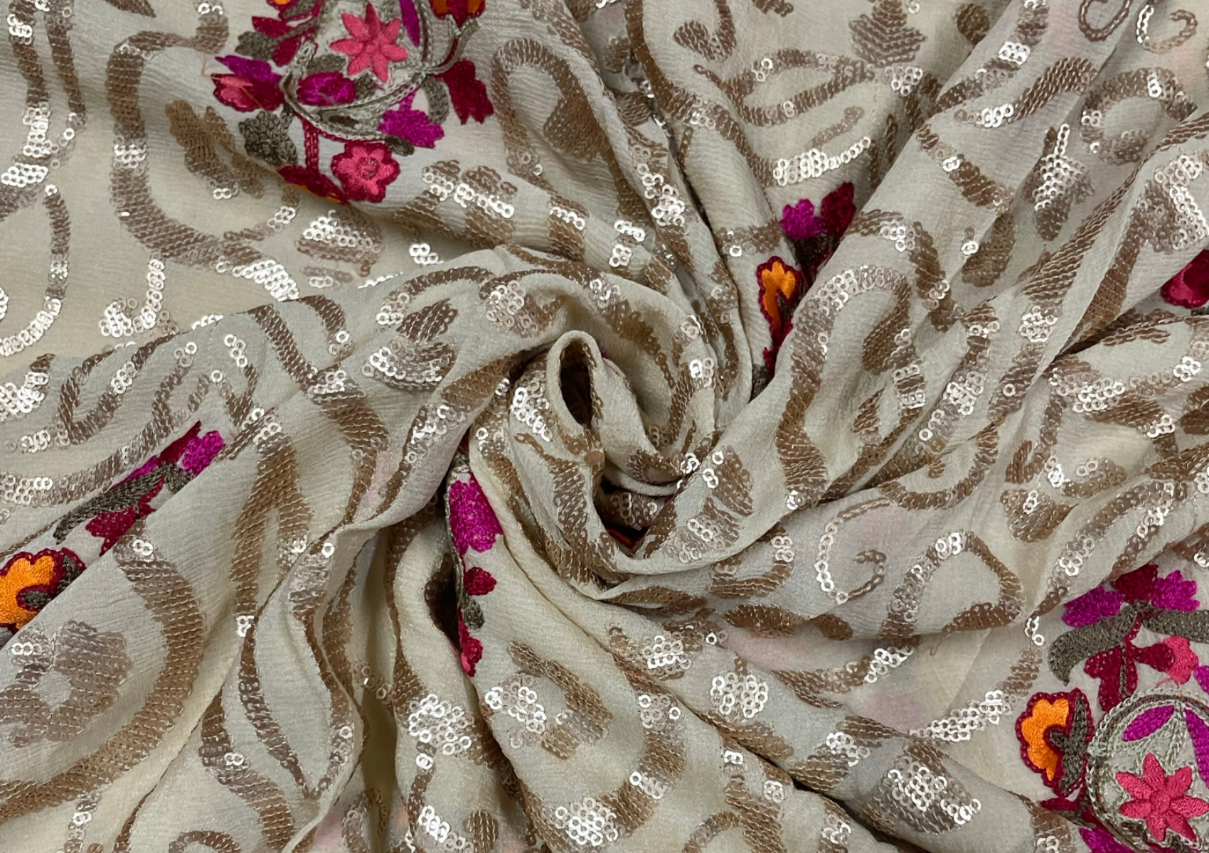 Embroidered Semi Chiffon Fabric