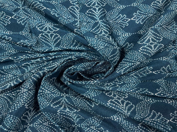 Teal Blue Floral Chiffon Fabric