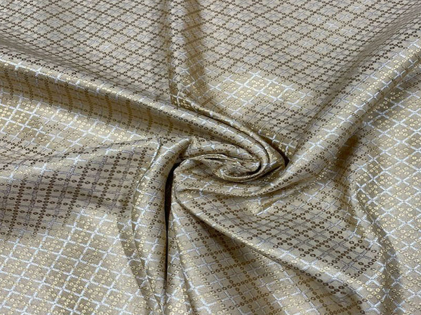 Golden Geometric Semi Brocade Fabric