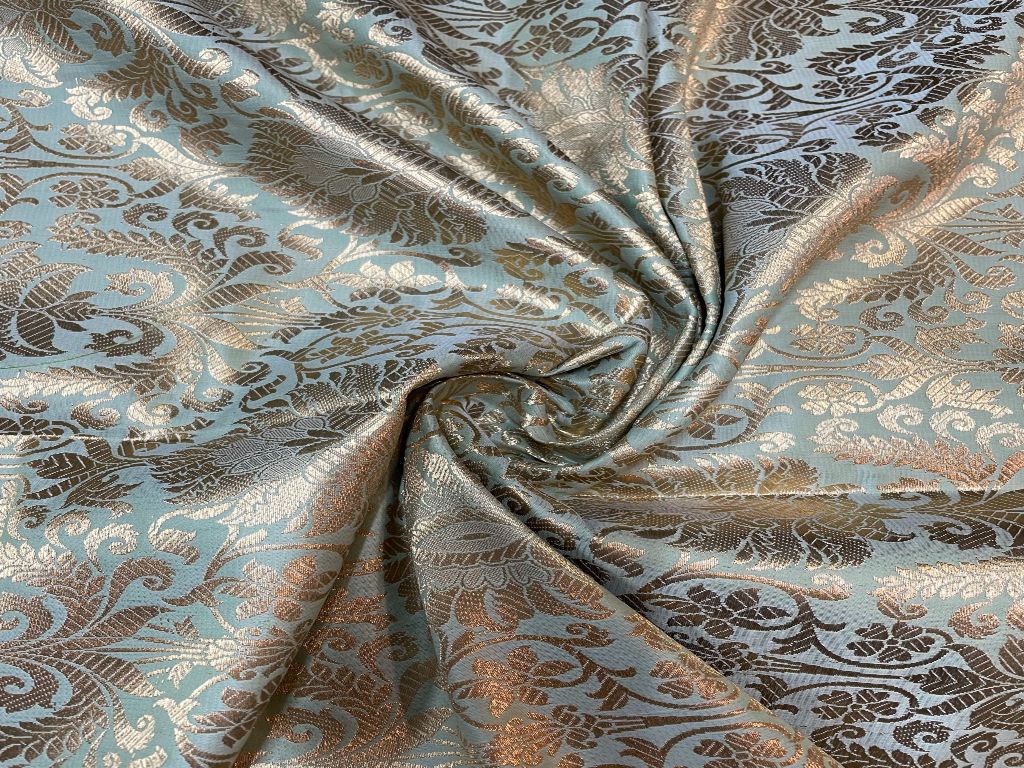 Golden Floral Semi Brocade Fabric