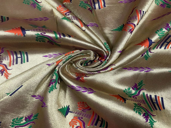 Multicolor Abstract Semi Brocade Viscose Fabric