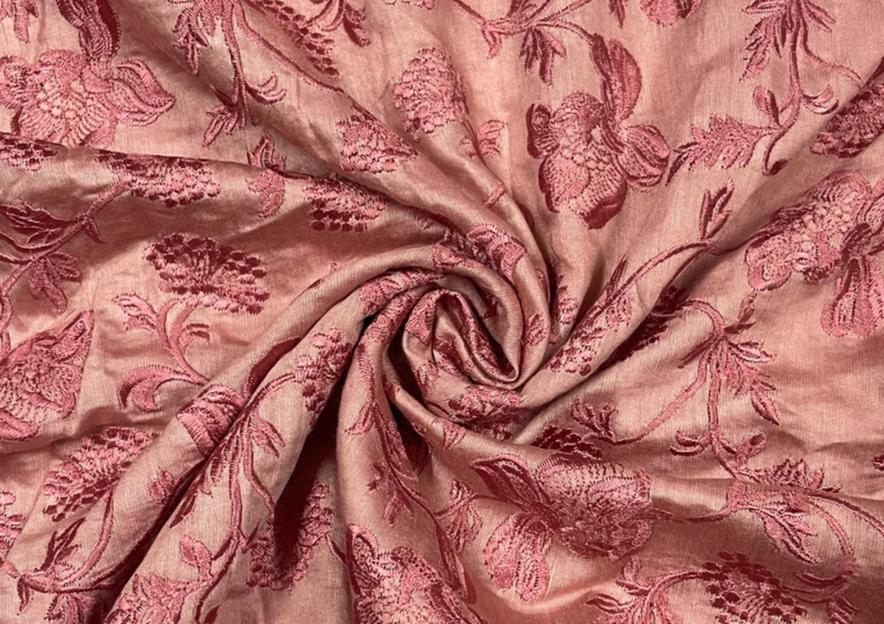 Embroidered Pure Monga Silk Nude Pink Floral