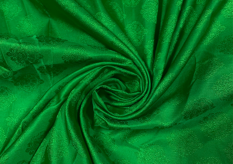 Pure Tanchoi Silk Deep Green Floral Print