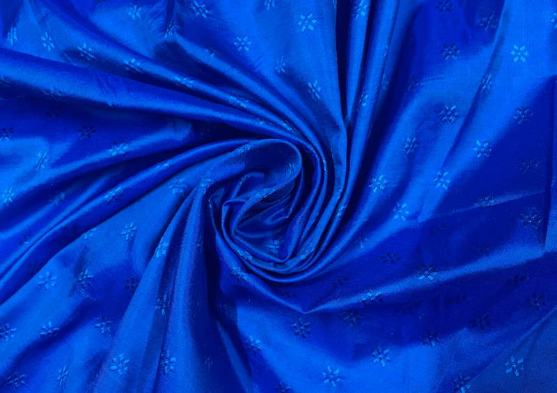 Pure Tanchoi Silk Deep Blue Abstract Print