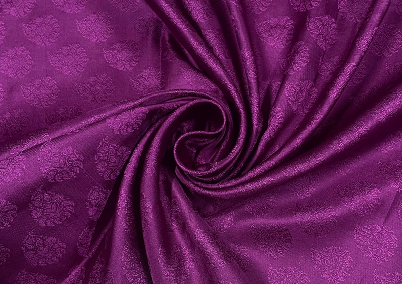 Pure Tanchoi Silk Deep Purple Flowers Print