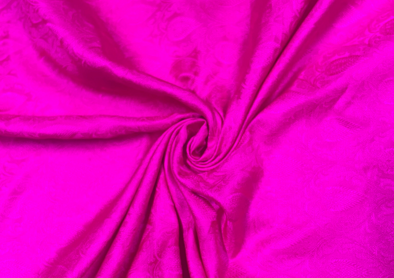 Pure Tanchoi Silk Dark Pink Leaves Print