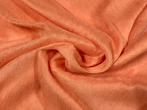 Peach Georgette Crush Plain Fabric