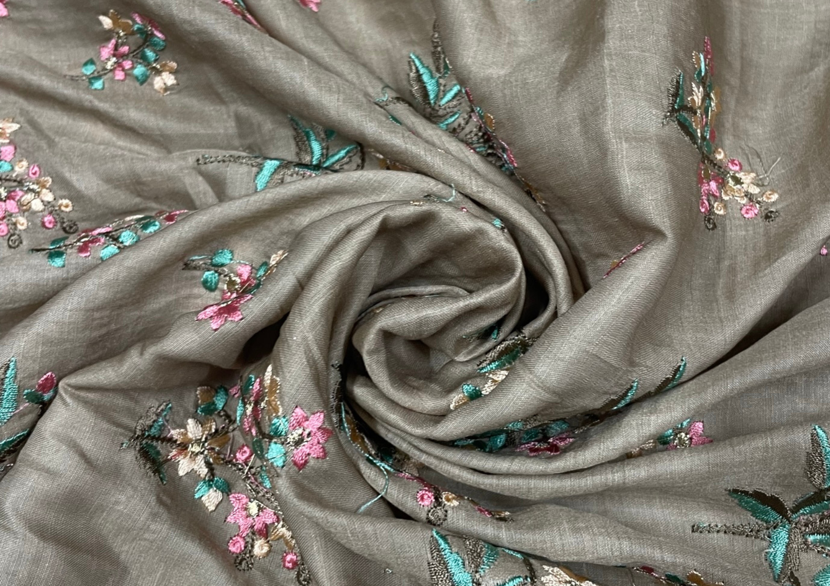 Embroidered Cotton Satin Fabric