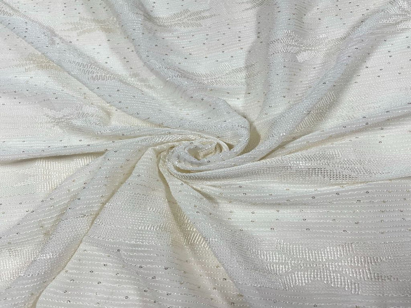 Dyeable Embroidered Georgette White Stripes 2