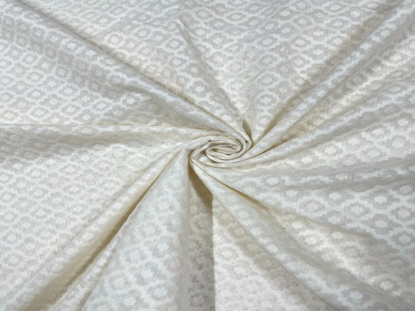 White Geometric Dyeable Pure Chanderi Self Fabric