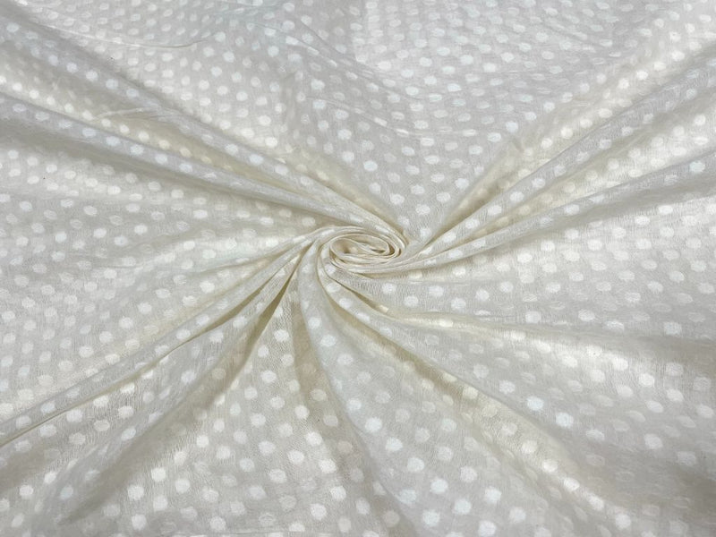 Dyeable Pure Chanderi Self White Dots