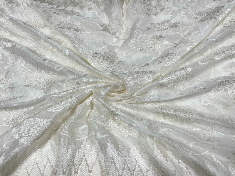 Dyeable Embroidered Chiffon White Floral With Borders