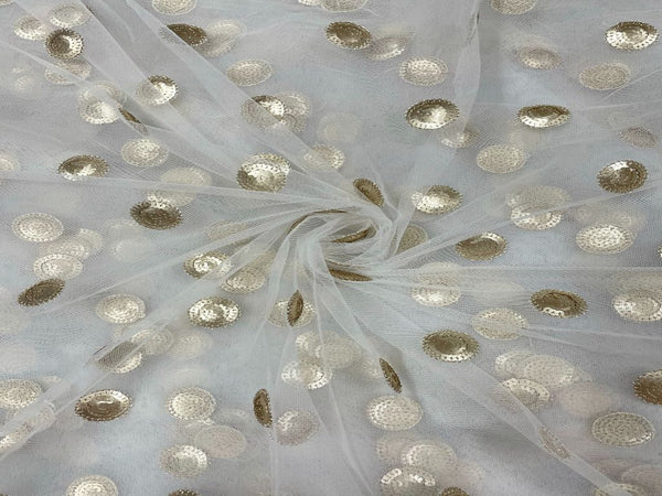 White Motifs Dyeable Embroidered Net Fabric