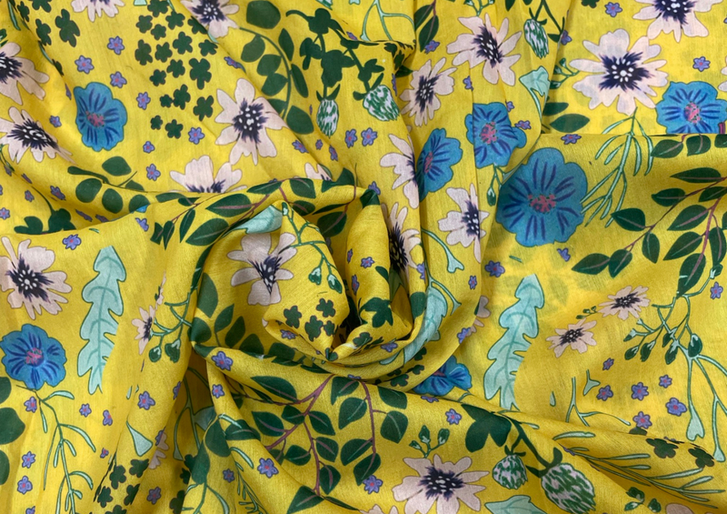 Multicolor Floral Printed Muslin Fabric