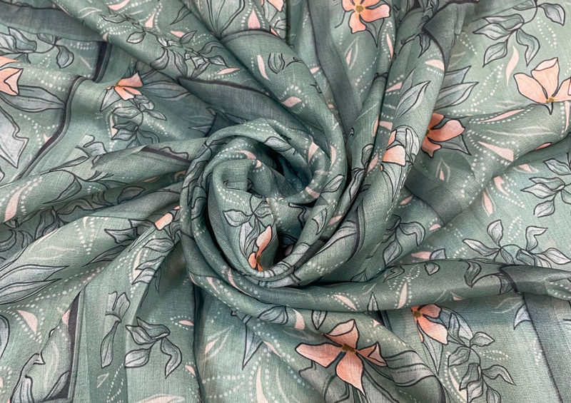 Muslin Green Floral Print