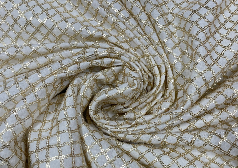 Dyeable Embroidered Cotton White Checks