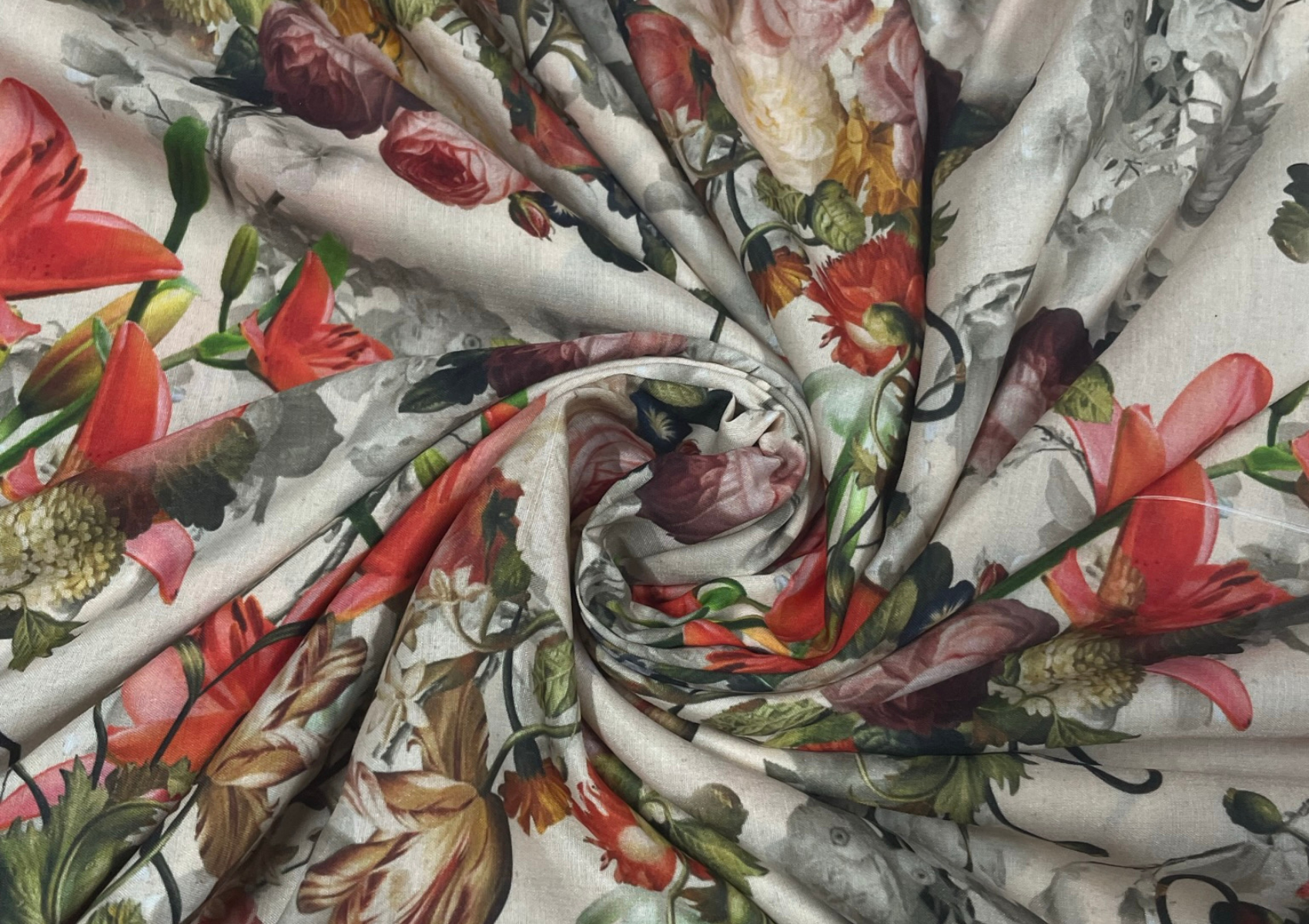 Multicolor Floral Printed Cotton Muslin Fabric